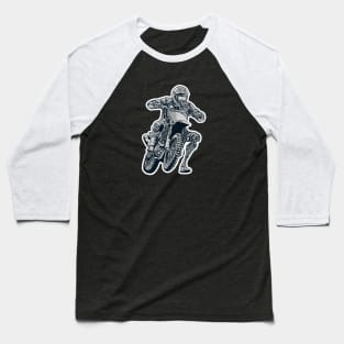 CYBORG HUMAN RIDING A CROSS MOTORCYCLE Baseball T-Shirt